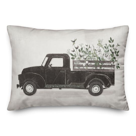 Flower Truck 20" x 14" Throw Pillow